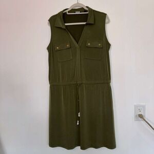 Susan Graver Every Day Women's LP Liquid Knit Drawstring Waist Dress Sleeveless
